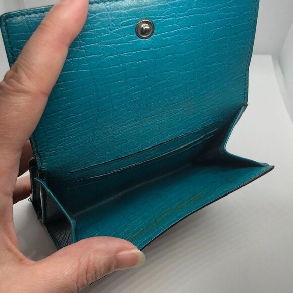 Authentic GUCCI Brown Coated Canvas & Teal Leather Designer Wallet - Picture 7 of 12